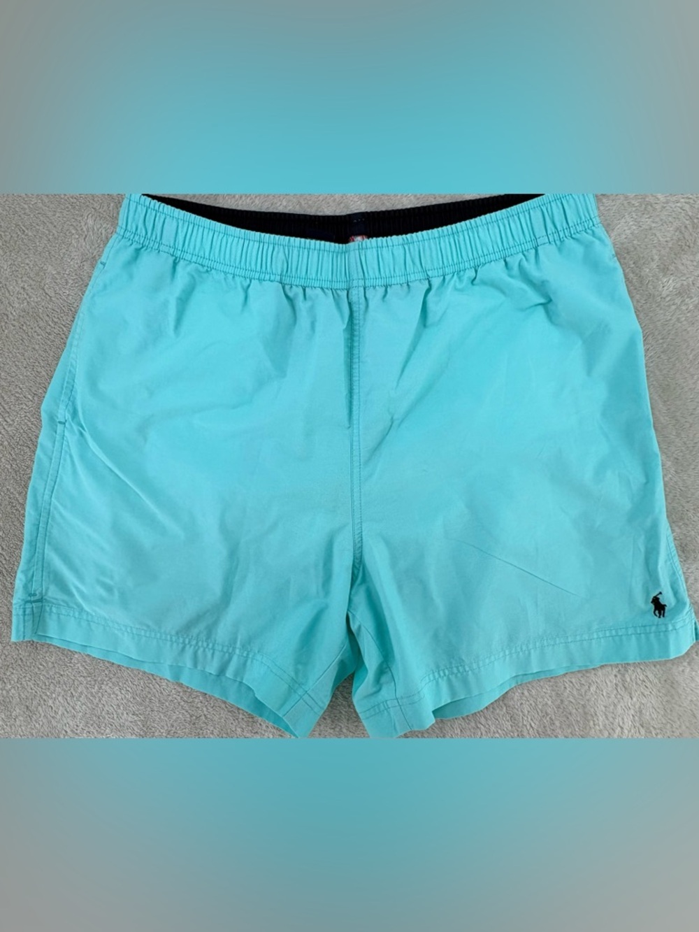 Polo Sport Vintage Swim Trunks Aqua Blue Men's L Lined Beach Shorts